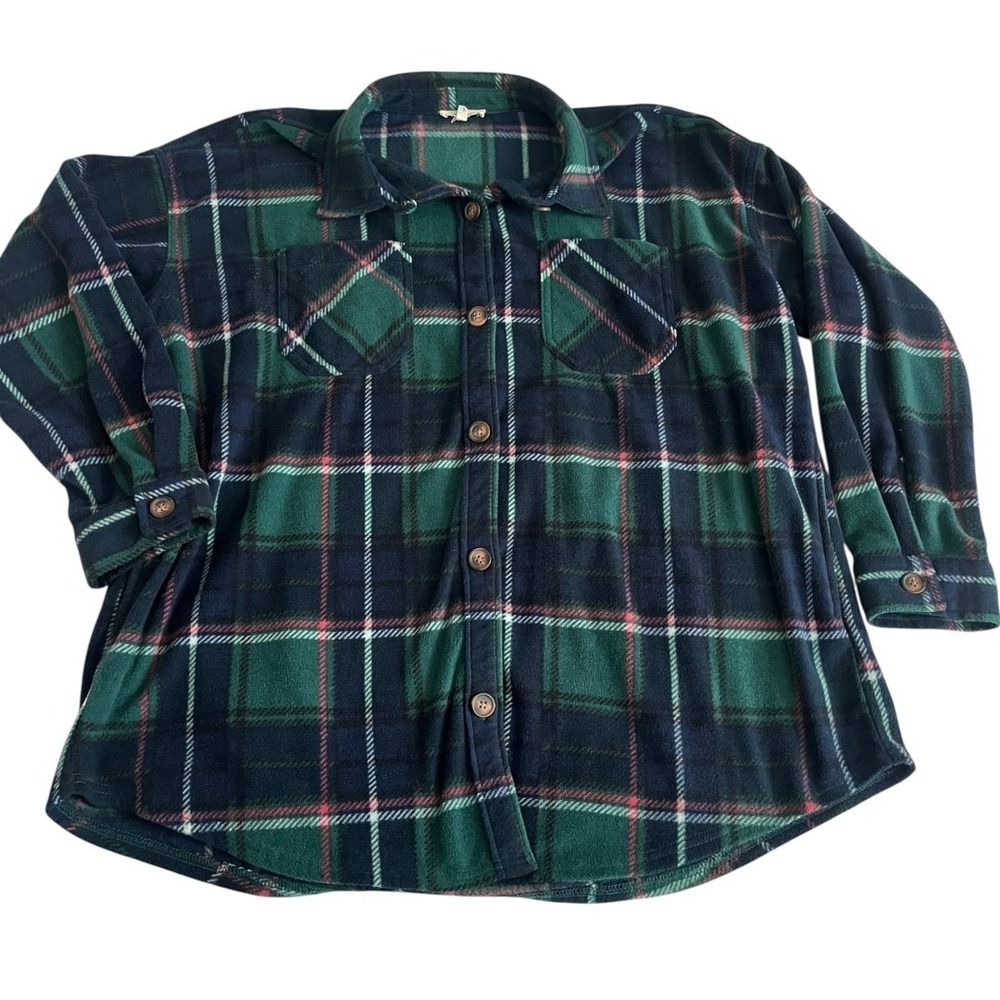 Maurices Wilder Plaid Fleece Shacket Button Up Shirt Flannel‎ Pockets Size 1L